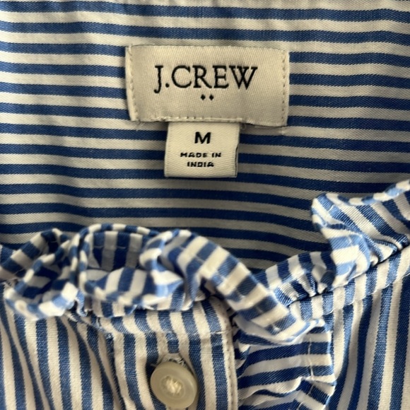 J Crew Factory Ruffle-Placket Button-Up Top Size Medium - Picture 3 of 5